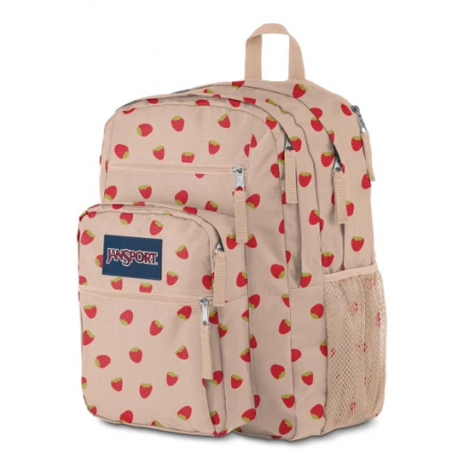 Jansport Big Student Backpack, Strawberry Design, Light Pink Color