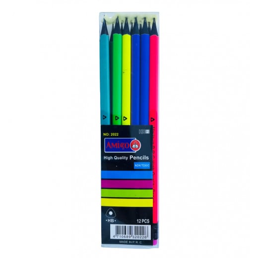 أقلام رصاص ملونة, بألوان متنوعة ، 12 قطعة من أميجو