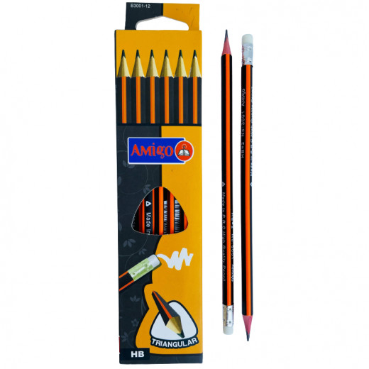 Amigo Triangular HB Pencils, 12 pieces