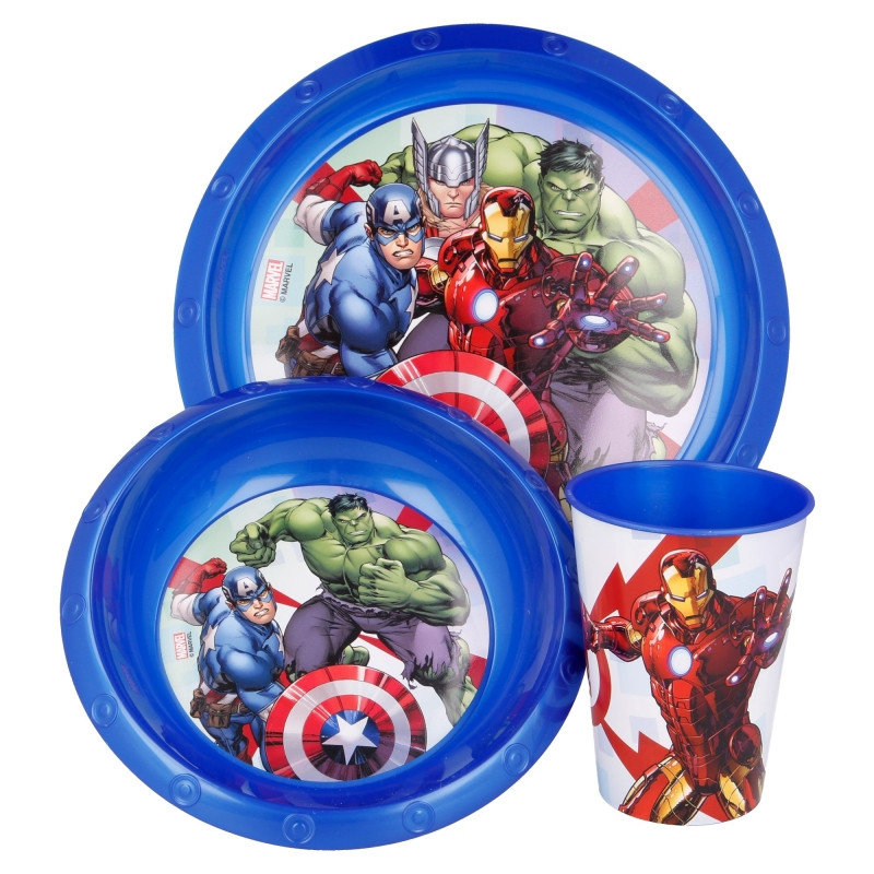 Marvel Easy Set Dinnerware, Avengers Rolling Thunder Design, 3 Pieces | Baby | Feeding | Plates & Bowls