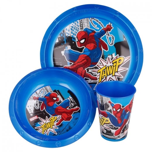 Marvel Easy Set Dinnerware, Spiderman Design, 3 Pieces