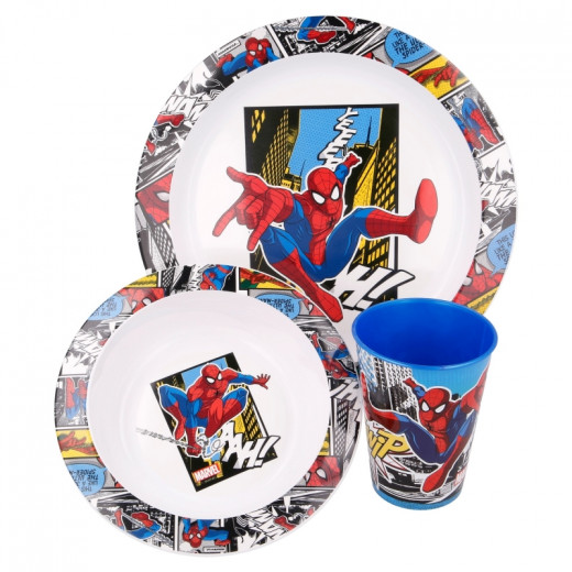 Marvel Easy Set Dinnerware, Spiderman Design, 3 Pieces