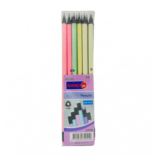 أقلام رصاص عالية الجودة, بألوان متنوعة ، 12 قطعة من أميجو