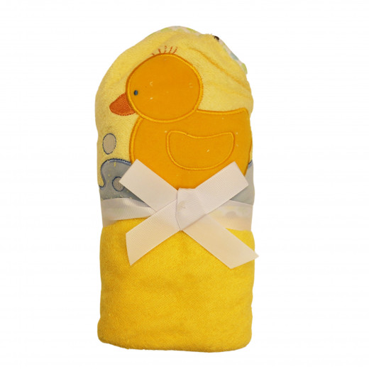 Soft Baby Bath Towel, Duck Design, Yellow Color