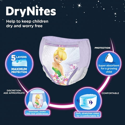 Huggies DryNites Pants Maxi for Girls, 3-5 Years, 16-23 Kg,16 Pieces,  Disney Fairies Design