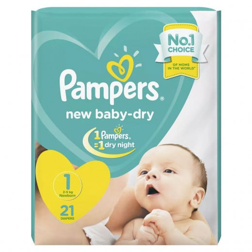 Pampers Baby-Dry Diapers, Newborn Size, 2-5 kg, 21 Count