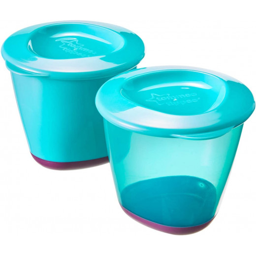Tommee Tippee Weaning Pots +4 Months, 2 pack, Blue