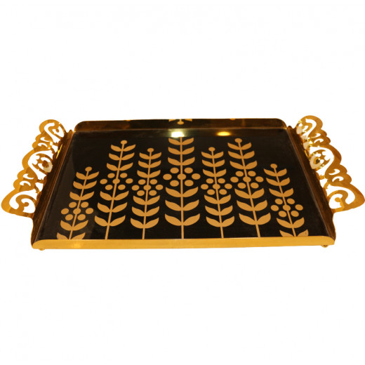 Gilded Rectangle Tray, Gold And Black Color, 49 x 27 Cm