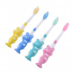 فرشاة أسنان للأطفال بشعيرات ناعمة، تصميم دب، 4 قطع