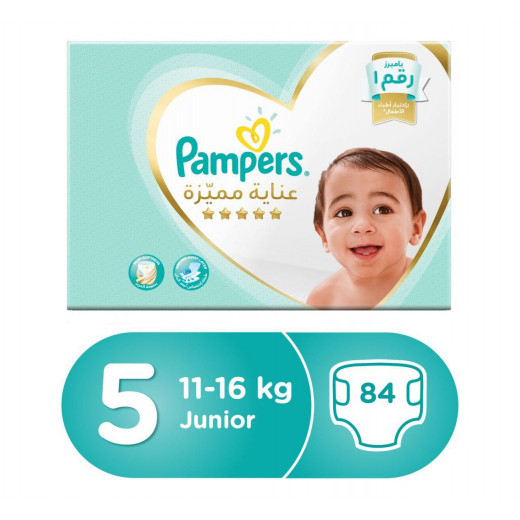 Pampers Premium Care Diapers, Size 5, Junior, 11-18 kg, Mega Box 84 Count