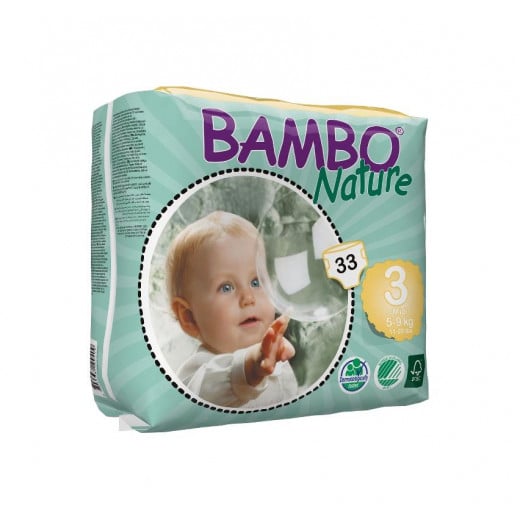 Bambo Nature Baby Diapers Classic, Size 3 (5-9), 33 Count
