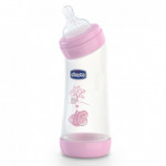 Chicco Bottle Well Being Angel, Girl 250ml Normal Silicone Nipple, Pink