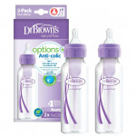 Dr. Brown's Standard-neck Options Baby Bottle - Purple, 2-Pack,250 Ml