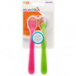 Munchkin Gentle Silicone Spoons - 2 Pack (Green/Pink)