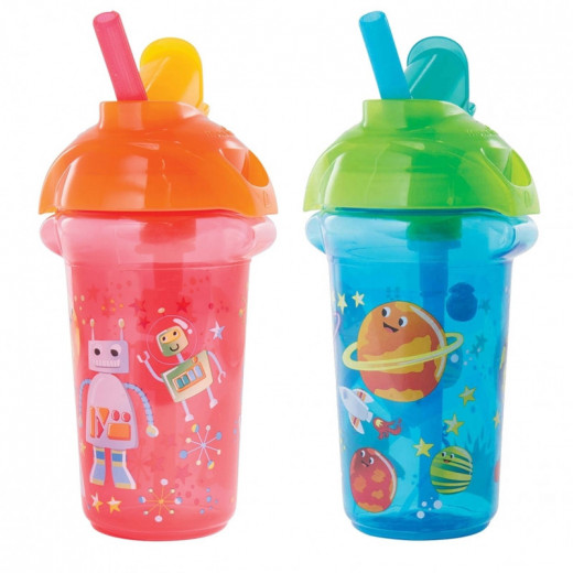 Munchkin Click Lock 9oz Decorated Flip Straw Cup - 2 Pack - Blue&Red