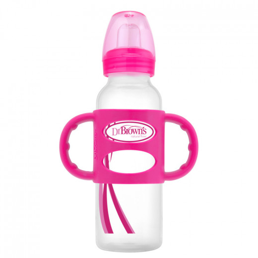 Dr. Brown's Sippy Spout Baby Bottle with 100% Silicone Handle, Pink, 250 ml