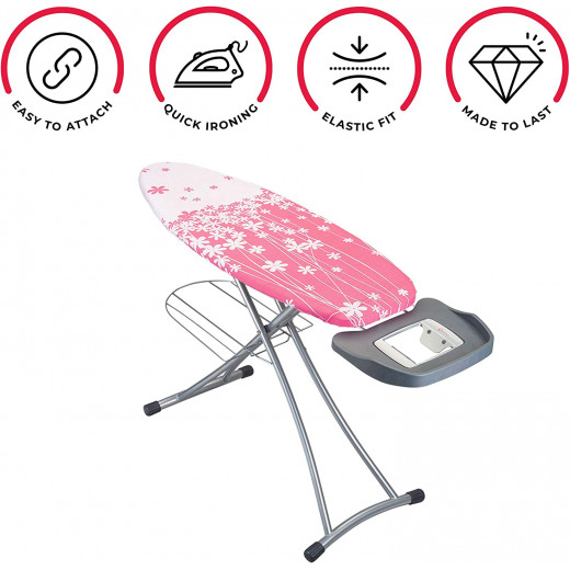 Metaltex Cotton Ironing Board Cover, Spring Garden, Pink Color, 38 X 116Cm