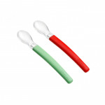 Wee Baby Double Set of Feeding Spoon, Green & Red
