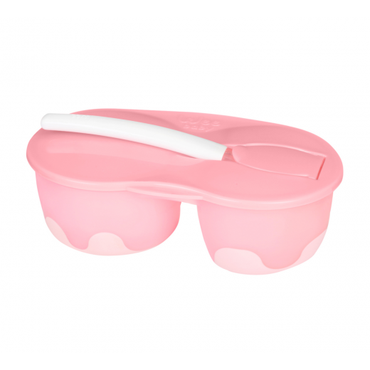 Wee Baby Double Section Feeding Bowl Set, Pink