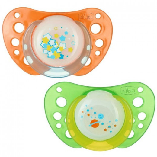 Chicco Soother Physio Air Lumi Silicone  (6-12 شهر ) 2 Pcs