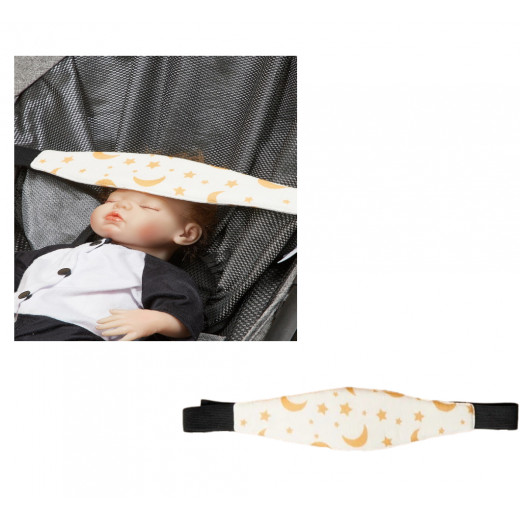 حزام أمان لرأس الاطفال, بشكل هلال ونجوم, باللون البرتقالي, قطعة واحدة
