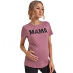 Maternity Letter Graphic Marled Tee, Pink Color