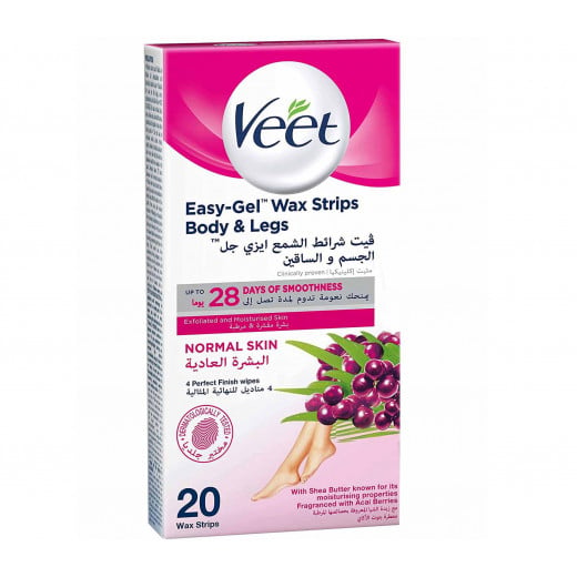 Veet Hair Removal Wax Strips for Normal Skin, 20 Strips
