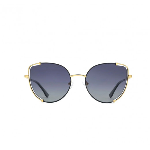 نظارات شمسية للنساء, موديل تيون, باللون الأسود والذهبي من ار كيو