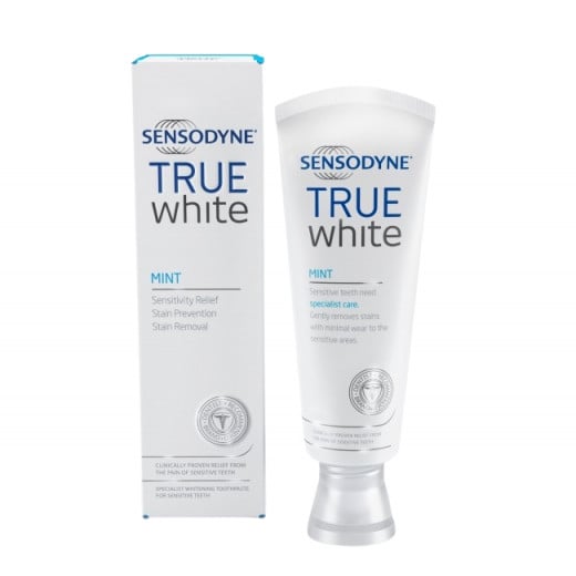 Sensodyne True White Toothpaste For Sensitive Teeth, Mint Flavor, 75ml