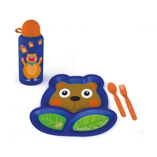 Oops Children's Ware Food Set, Bear Design, Blue Color
