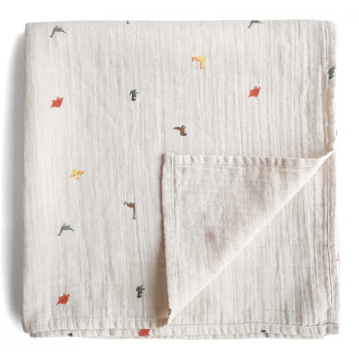 Mushie Swaddling Baby Blanket, Dinosaur Design
