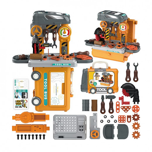 Kids play set ,3-in-1 Tool Bus,39 pieces