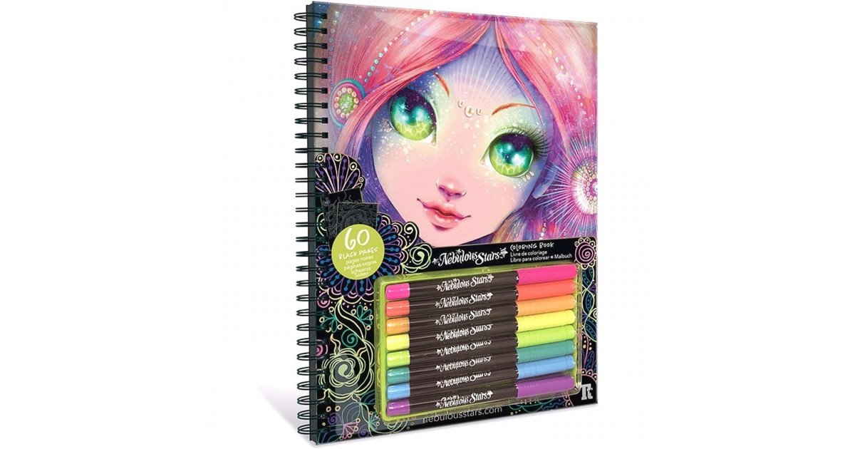 Nebulous Stars Large Coloring Book, Black Pages Nebulous Stars