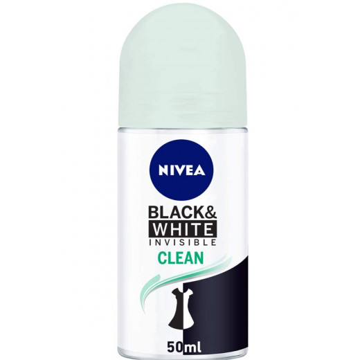 Nivea Clean Invisible Black & White Roll-on Deodorant, 50ml