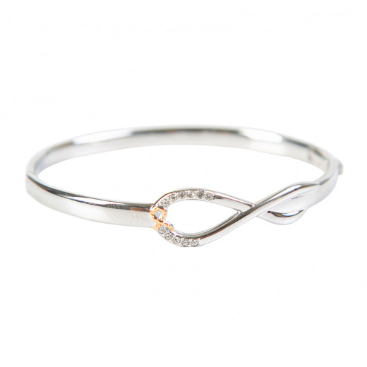 Bangle In Silver Color Designed With Infinity Ribbon, 6 x 5 Cm