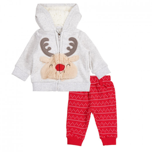 Cool Club Baby Sport Suit, Christmas Pattern, Grey & Red Color