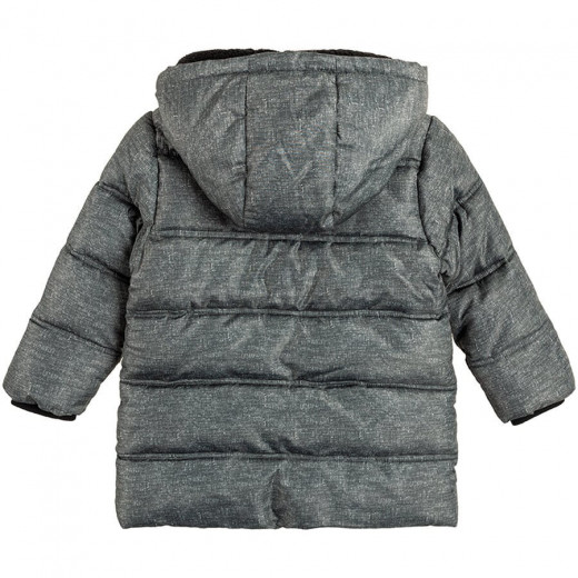 Cool Club Quilted Winter Jacket With Hood For Boys, Grey Color