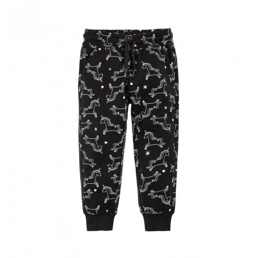 Cool Club Sweatpants, Unicorn Design, Black Color