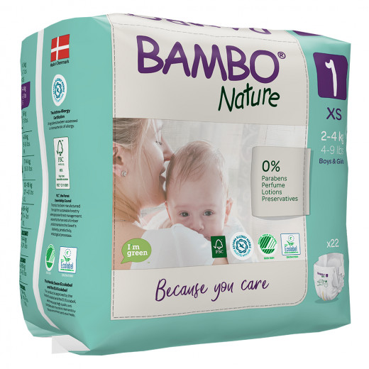 Tommee Tippee Twist & Click Advanced Nappy Disposal System + Bambo Nature Diapers, Size1 + Nature Diapers, Size 2 + Nature Wet Wipes