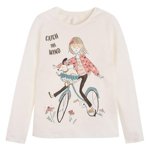 Cool Club Long Sleeve Blouse, Offwhite Color