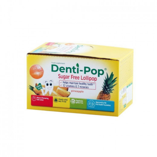 Denti Pop Sugar Free Multi Vitamins Lolli Pop  For Children's, Pineapple Flavor, 40 Pieces