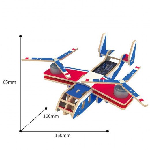 Robotime Puzzle wooden toy plane with solar cell