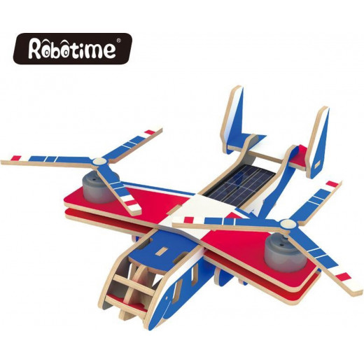 Robotime Puzzle wooden toy plane with solar cell