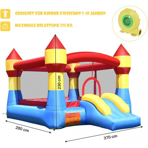 Inflatable Bouncy Castle, Multicolored With Slide