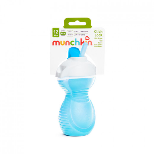 Munchkin Click Lock  Flip Straw Cup, 9 ounce - Blue