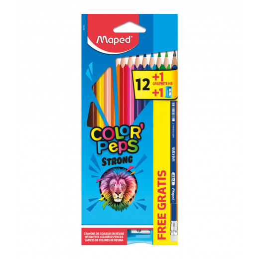 اقلام ملونة + مبراة + قلم رصاص من مابيد