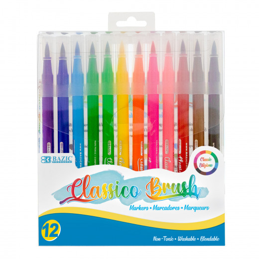 Bazic Classico Brush Markers 12 Colors
