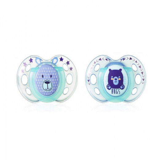 Tommee Tippee Orthodontic Pacifiers Night 6-18 months, 2 pieces