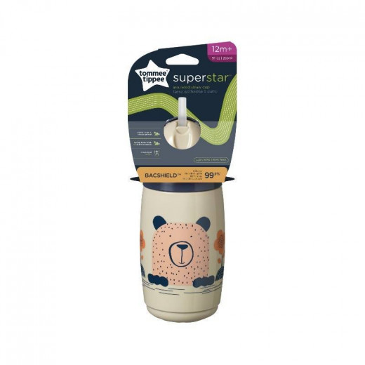 Tommee Tippee Insulated Straw Cup for Toddlers, Spill, Beige Color, 266 Ml