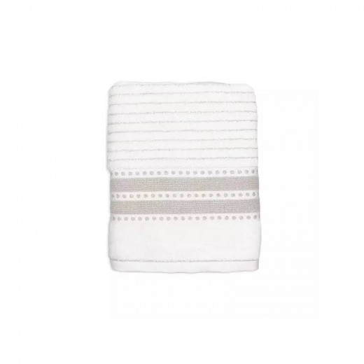Nova Home Galata 100% Cotton Jacquard Towel, White Color, Size 90*50